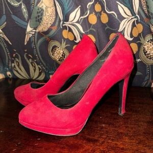 Chic Red Suede Women's Heels